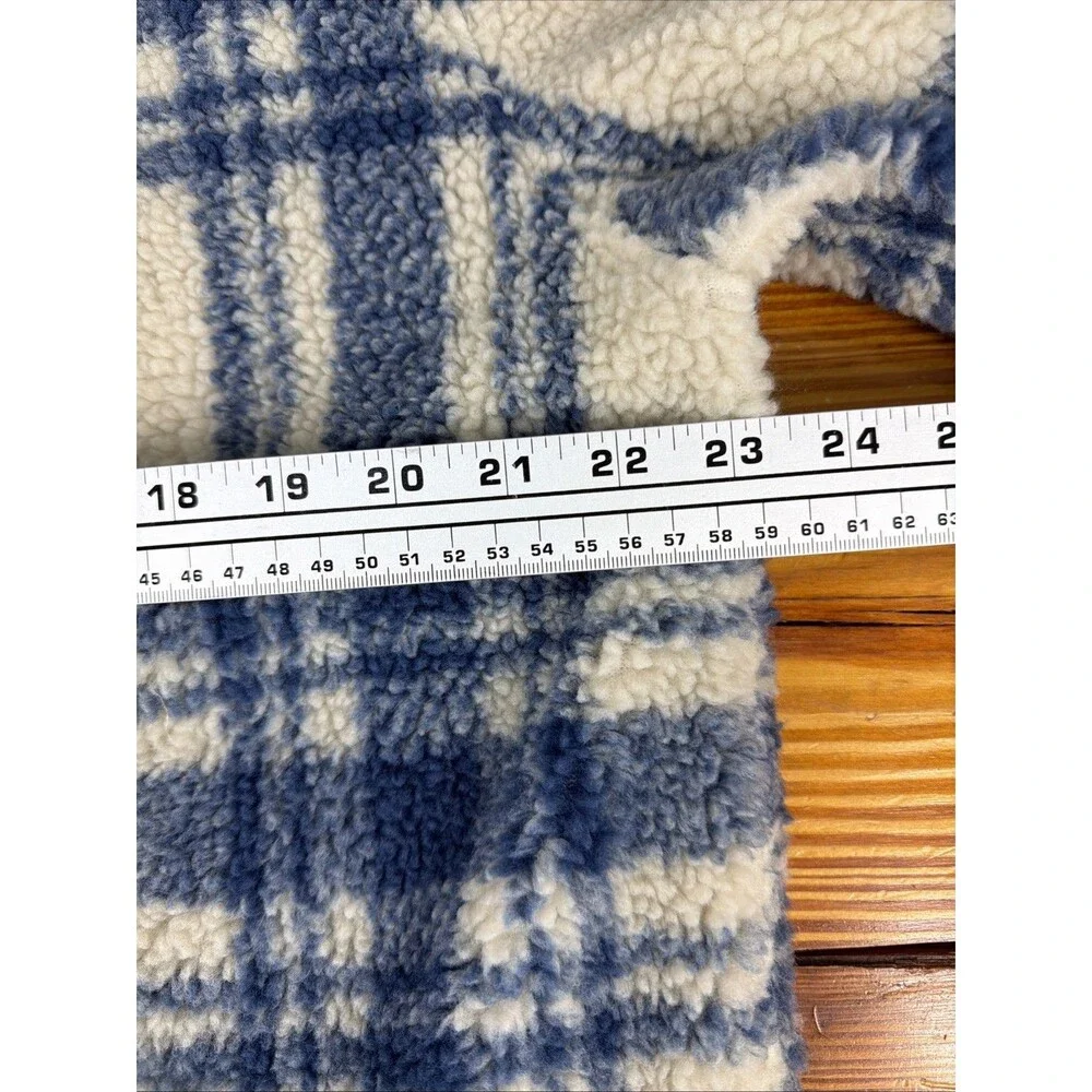 J Crew Nordic All Weather Designs Fuzzy Sherpa Fleece Jacket Women L Window Pane